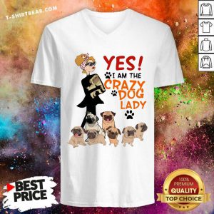 Yes I Am The Crazy Dog Lady V-neck - Design by T-shirtbear.com