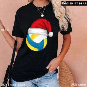 Volleyball Ball With Santa Hat Christmas Volleyball Lover T-Shirt
