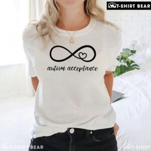 Autism Acceptance Infinity Heart Sign T-Shirt - White Tee