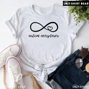 Autism Acceptance Infinity Heart Sign T-Shirt - White Tee