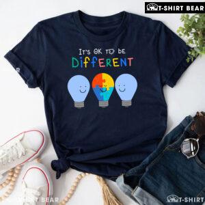 It's Ok To Be Different Light Bulbs Autism Awareness T-Shirt