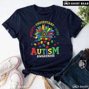 Accept Understand Love Flower Puzzle Pieces Autism Awareness T-Shirt