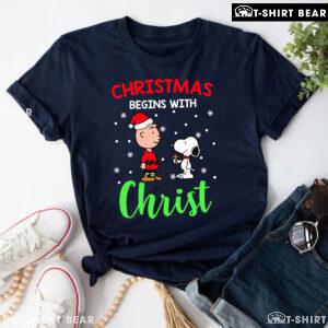 Charlie Brown And Snoopy Christmas Begins With Christ T-Shirt