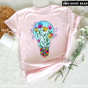 The Little Light Of Mine Light Bulb Autism T-Shirt - Floral Tee