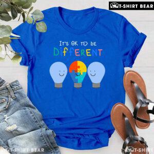 It's Ok To Be Different Light Bulbs Autism Awareness T-Shirt