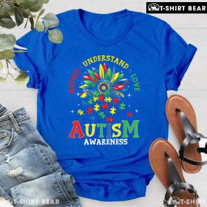 Accept Understand Love Flower Puzzle Pieces Autism Awareness T-Shirt
