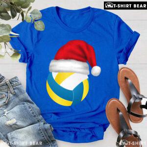 Volleyball Ball With Santa Hat Christmas Volleyball Lover T-Shirt