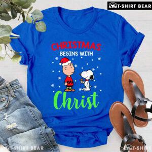 Charlie Brown And Snoopy Christmas Begins With Christ T-Shirt
