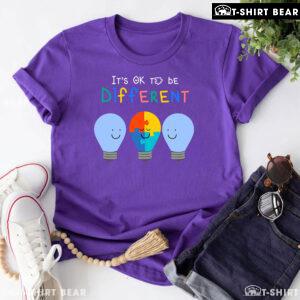 It's Ok To Be Different Light Bulbs Autism Awareness T-Shirt