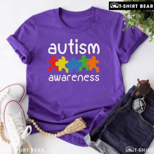 Colourful Puzzle Pieces Autism Awareness T-Shirt - Black Tee