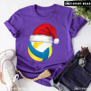 Volleyball Ball With Santa Hat Christmas Volleyball Lover T-Shirt
