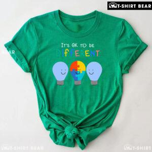 It's Ok To Be Different Light Bulbs Autism Awareness T-Shirt