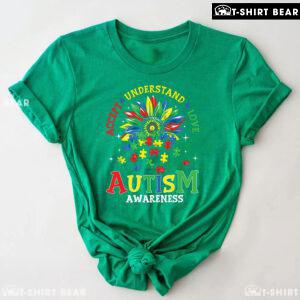Accept Understand Love Flower Puzzle Pieces Autism Awareness T-Shirt