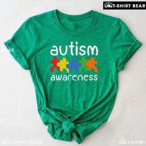 Colourful Puzzle Pieces Autism Awareness T-Shirt - Black Tee