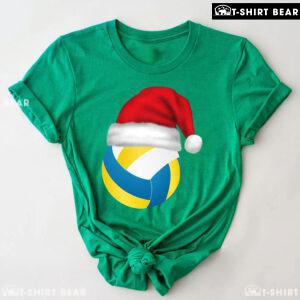 Volleyball Ball With Santa Hat Christmas Volleyball Lover T-Shirt