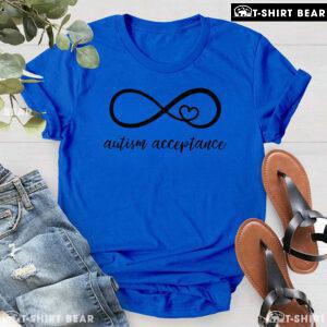 Autism Acceptance Infinity Heart Sign T-Shirt - White Tee