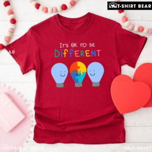It's Ok To Be Different Light Bulbs Autism Awareness T-Shirt