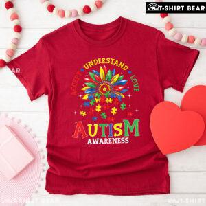 Accept Understand Love Flower Puzzle Pieces Autism Awareness T-Shirt