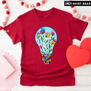 The Little Light Of Mine Light Bulb Autism T-Shirt - Floral Tee