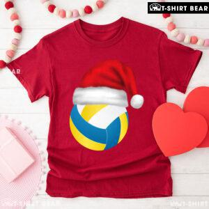 Volleyball Ball With Santa Hat Christmas Volleyball Lover T-Shirt