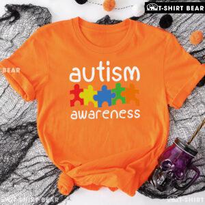 Colourful Puzzle Pieces Autism Awareness T-Shirt - Black Tee