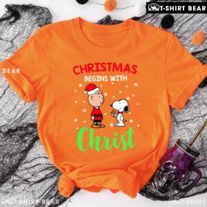 Charlie Brown And Snoopy Christmas Begins With Christ T-Shirt