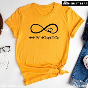 Autism Acceptance Infinity Heart Sign T-Shirt - White Tee