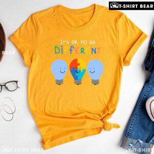 It's Ok To Be Different Light Bulbs Autism Awareness T-Shirt