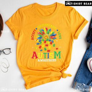 Accept Understand Love Flower Puzzle Pieces Autism Awareness T-Shirt