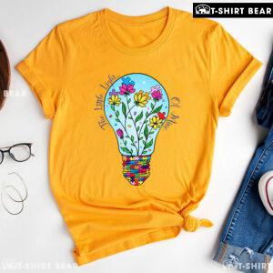 The Little Light Of Mine Light Bulb Autism T-Shirt - Floral Tee