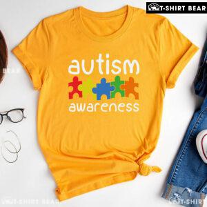 Colourful Puzzle Pieces Autism Awareness T-Shirt - Black Tee