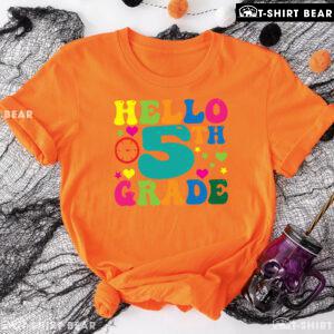 Hello 5th Grade Fifth Grade Student Clock Star Heart Fifth Back To School T-Shirt