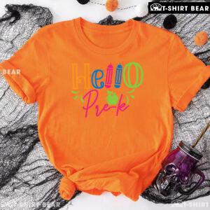 Hello Pre-K Pre-Kindergarten Apple Crayon Back To School T-Shirt