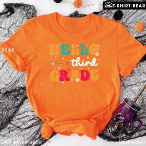 Hello Third Grade 3rd Grade Student Pencil Daisy Flower Back To School T-Shirt