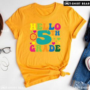 Hello 5th Grade Fifth Grade Student Clock Star Heart Fifth Back To School T-Shirt