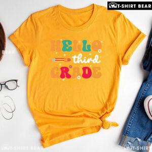 Hello Third Grade 3rd Grade Student Pencil Daisy Flower Back To School T-Shirt