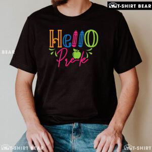 Hello Pre-K Pre-Kindergarten Apple Crayon Back To School T-Shirt
