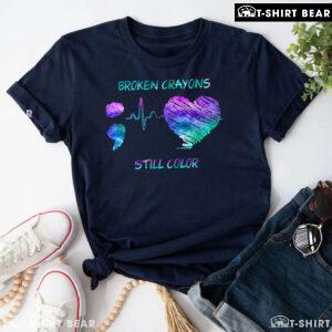 Semicolon Heartbeat Broken Crayons Still Color Suicide Prevention T-Shirt