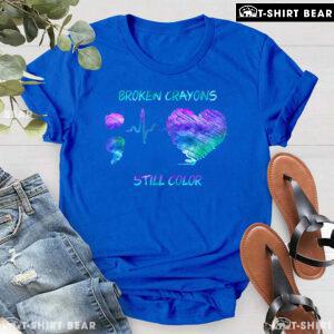 Semicolon Heartbeat Broken Crayons Still Color Suicide Prevention T-Shirt