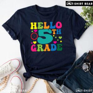 Hello 5th Grade Fifth Grade Student Clock Star Heart Fifth Back To School T-Shirt