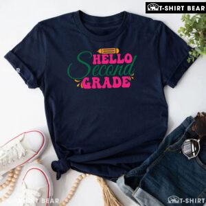 Hello Second Grade 2nd Grade Student Crayon Back To School T-Shirt