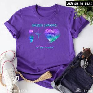 Semicolon Heartbeat Broken Crayons Still Color Suicide Prevention T-Shirt