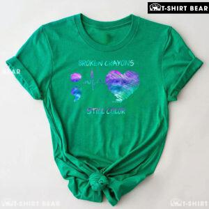 Semicolon Heartbeat Broken Crayons Still Color Suicide Prevention T-Shirt