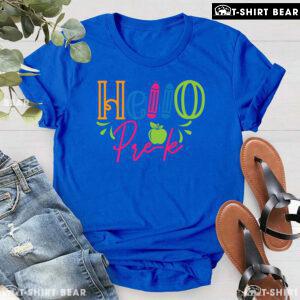 Hello Pre-K Pre-Kindergarten Apple Crayon Back To School T-Shirt