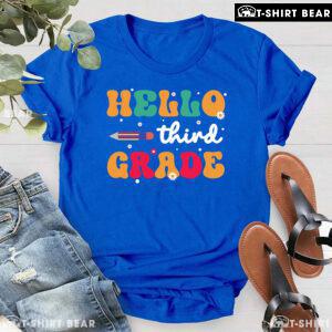 Hello Third Grade 3rd Grade Student Pencil Daisy Flower Back To School T-Shirt