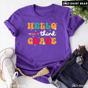 Hello Third Grade 3rd Grade Student Pencil Daisy Flower Back To School T-Shirt