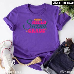Hello Second Grade 2nd Grade Student Crayon Back To School T-Shirt