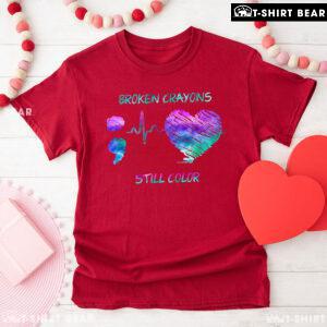 Semicolon Heartbeat Broken Crayons Still Color Suicide Prevention T-Shirt