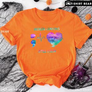 Semicolon Heartbeat Broken Crayons Still Color Suicide Prevention T-Shirt