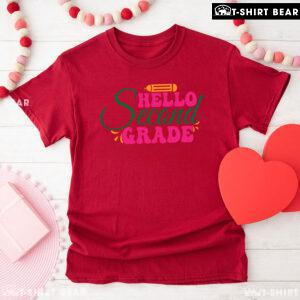 Hello Second Grade 2nd Grade Student Crayon Back To School T-Shirt